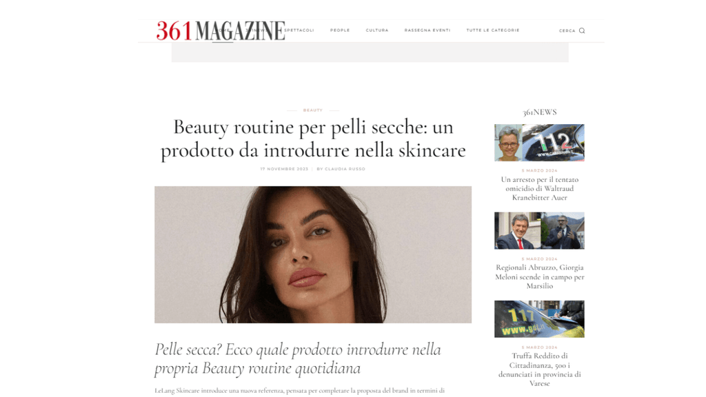 361 Magazine - Beauty routine pelli secche