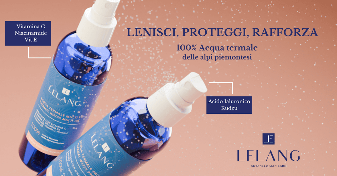 Acqua termale spray nebulizzata sul viso