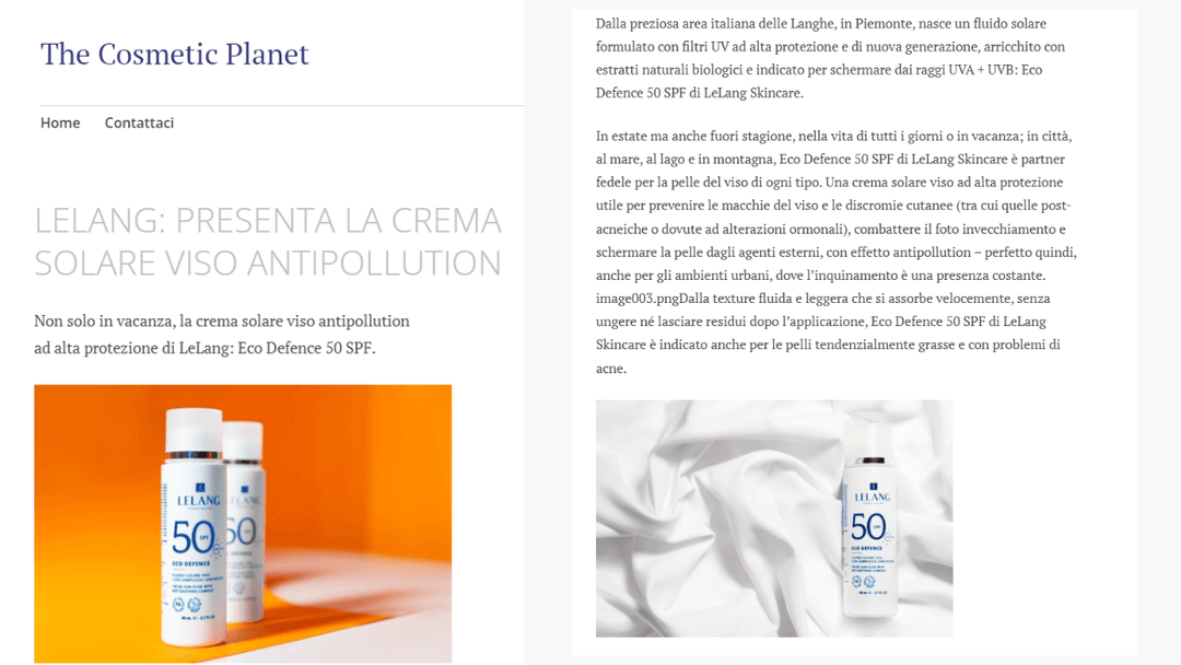 The cosmetic planet - LeLang presenta la crema viso antipollution