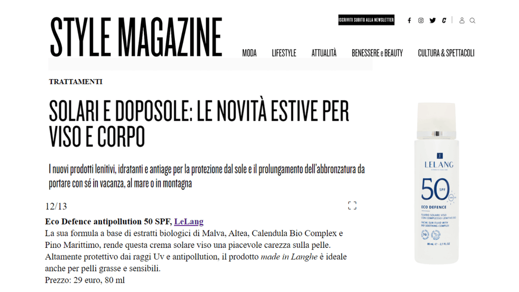Style Magazine Corriere - Solari e doposole: le novità estive per viso e corpo