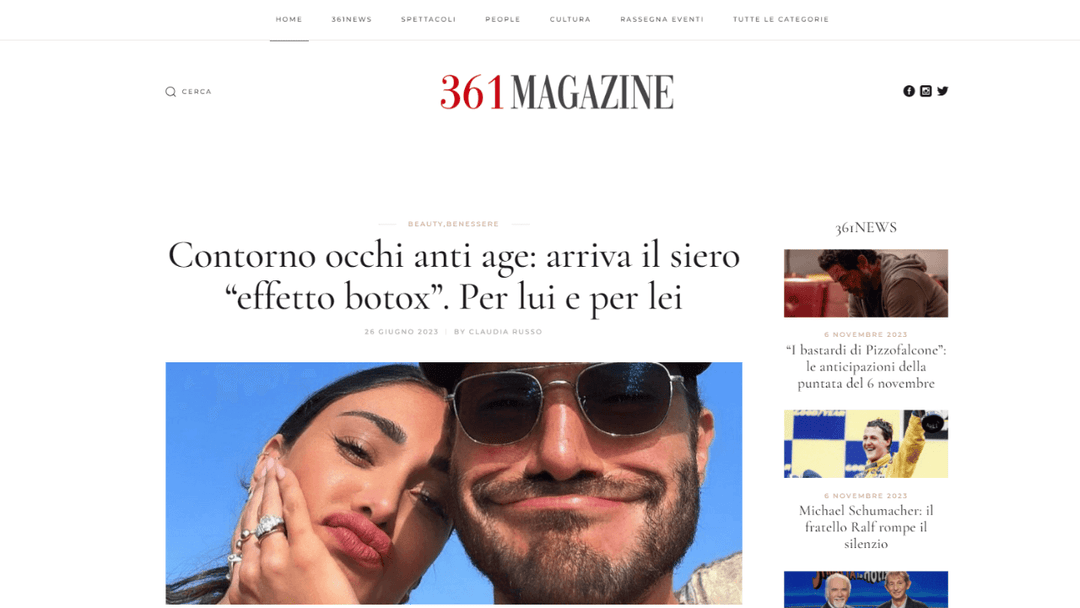 361 magazine - Contorno occhi anti age: arriva il siero "effetto botox" per lui e per lei