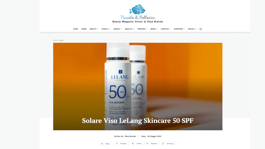 Nuvole di bellezza - Solare viso LeLang