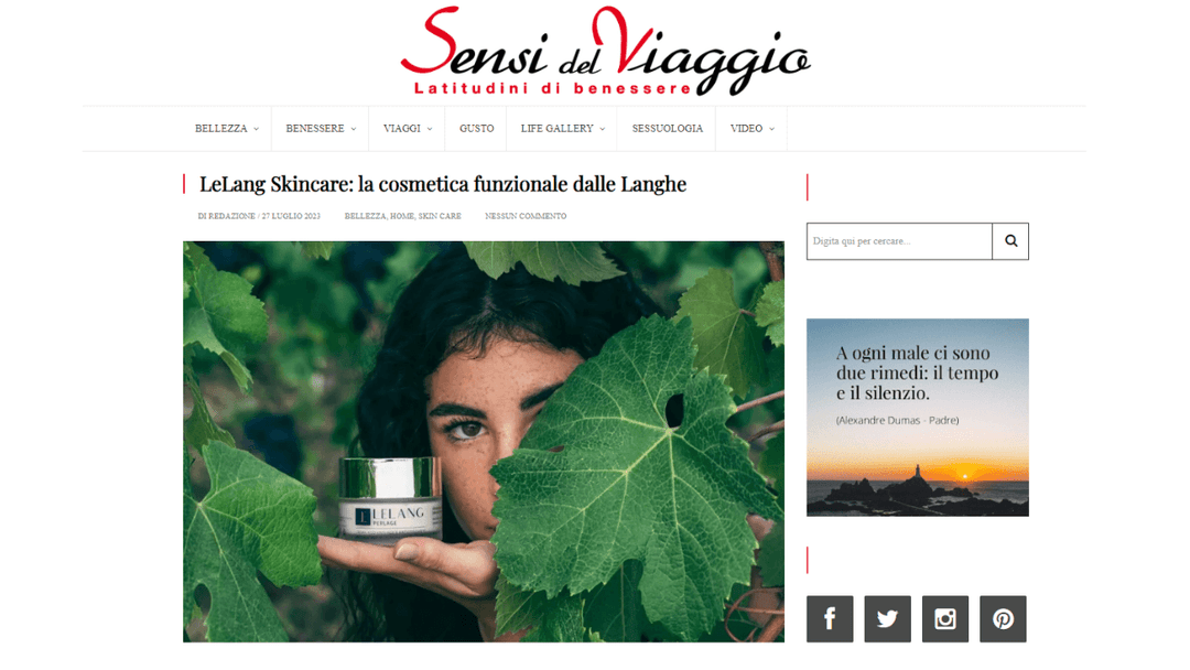Sensi del viaggio - LeLang Skincare la cosmetica funzionale dalle Langhe