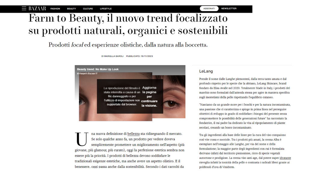 Bazar - Farm to Beauty, il nuovo trend focalizzato su prodotti naturali, organici e sostenibili