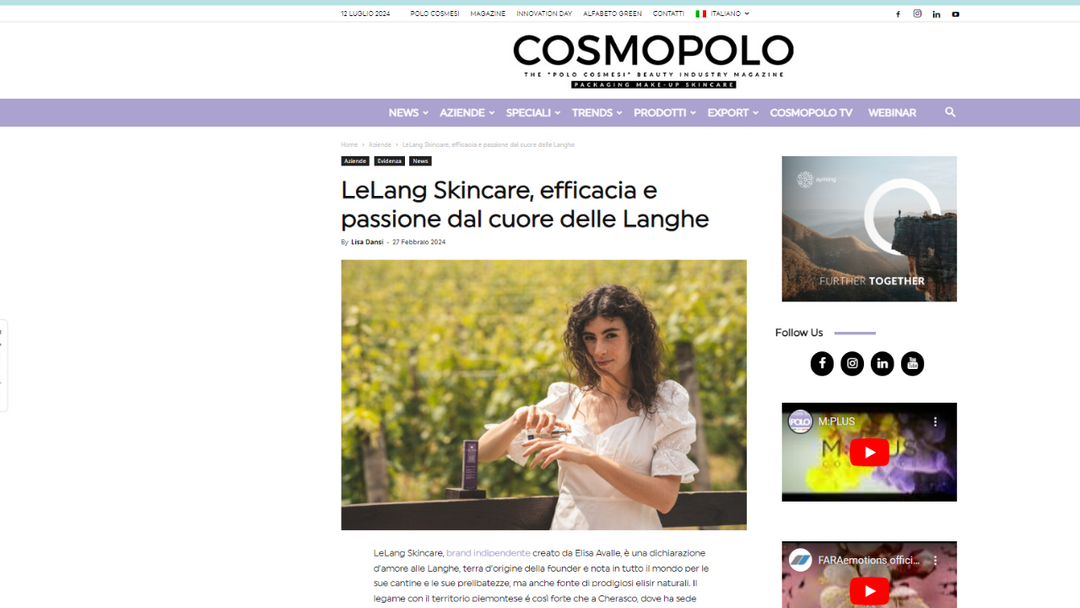 Cosmopolo - LeLang Skin Care, efficacia e passione dal cuore delle Langhe