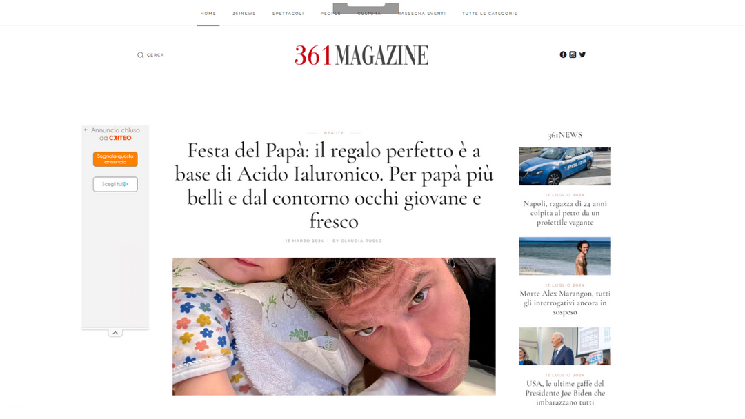 361 Magazine - Festa del Papà: il regalo perfetto è a base di Acido Ialuronico. Per papà più belli e dal contorno occhi giovane e fresco