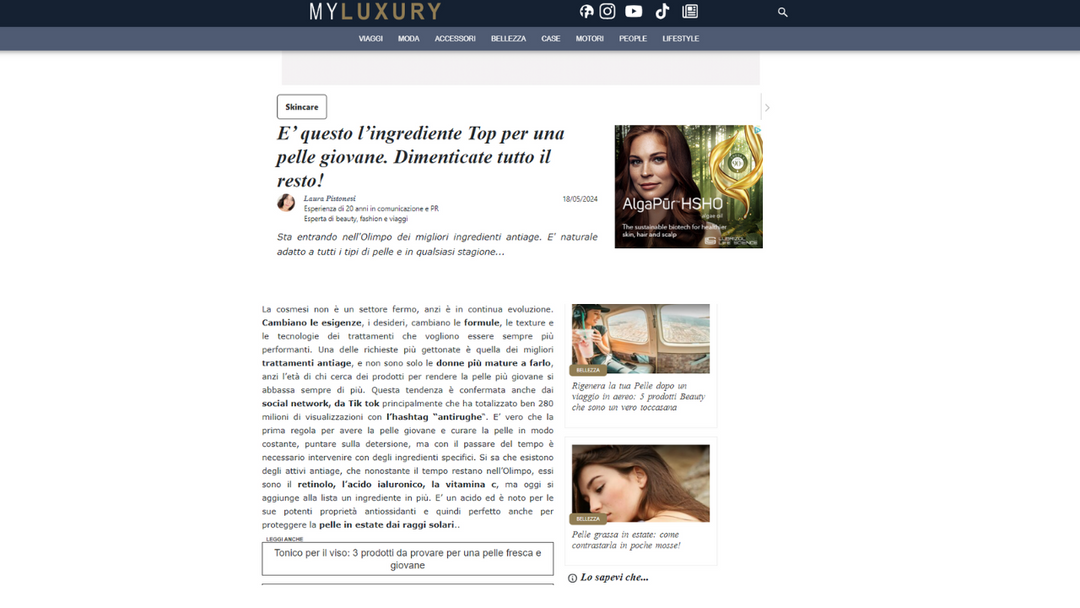 My Luxury - E’ questo l’ingrediente Top per una pelle giovane. Dimenticate tutto il resto!