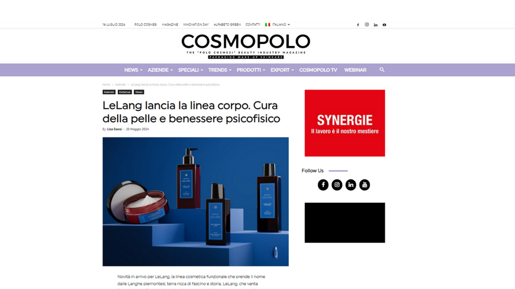 Cosmopolo - LeLang lancia la linea corpo. Cura del corpo e benessere psicofisico.