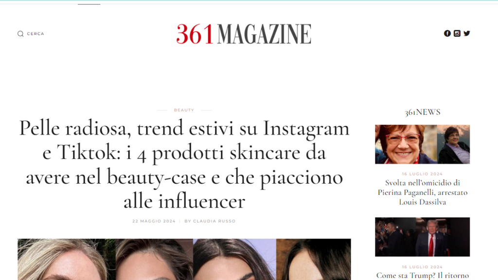 361 Magazine - Pelle radiosa, trend estivi su Instagram e Tiktok: i 4 prodotti skincare da avere nel beauty-case e che piacciono alle influencer