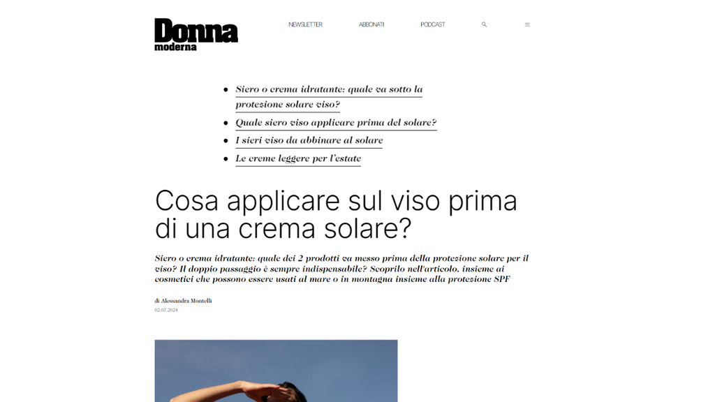 Donna Moderna - Cosa applicare sul viso prima di una crema solare?