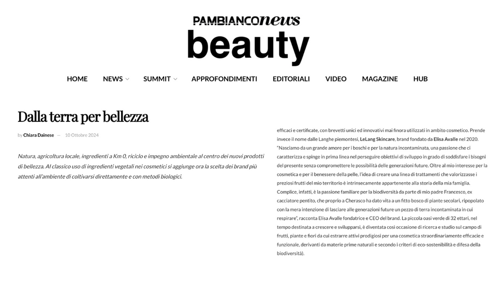 Pambianco News Beauty - Dalla terra per bellezza