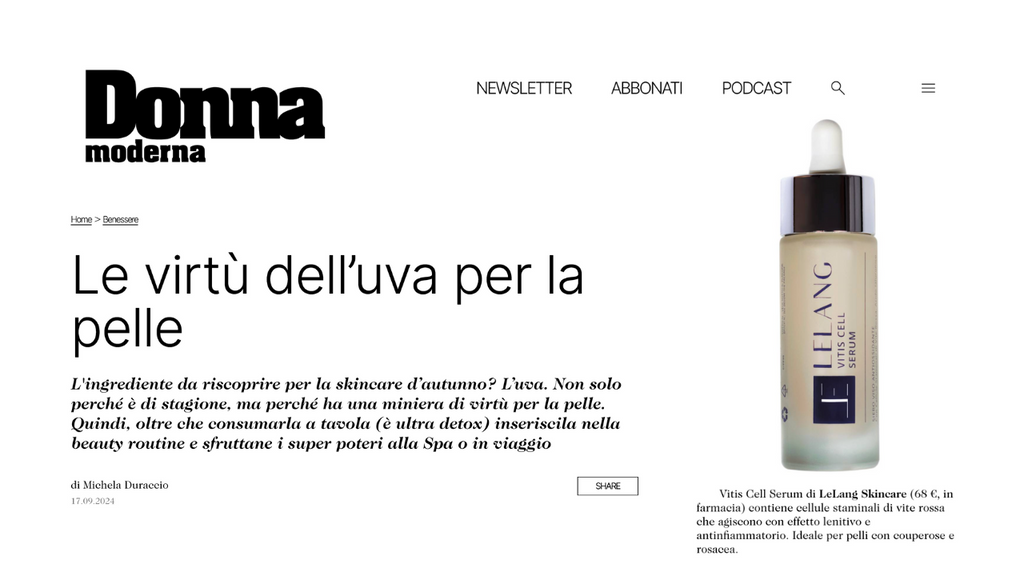 Donna Moderna - Le virtù dell’uva per la pelle