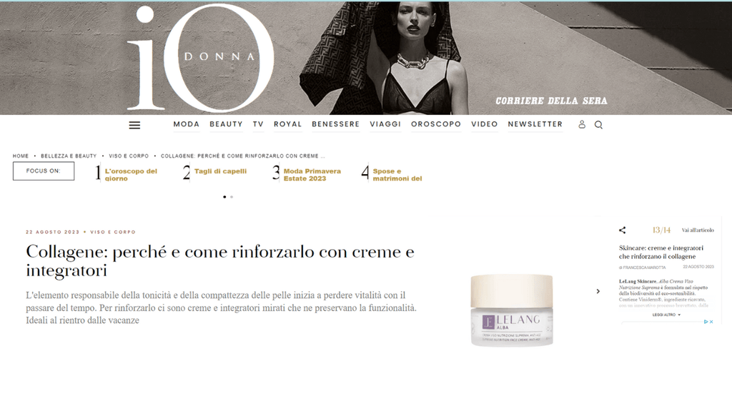 Io Donna - Skincare: creme e integratori che rinforzano il collagene