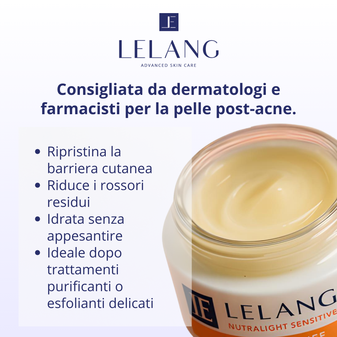 Nutralight Sensitive LeLang, crema per pelle post-acne consigliata da dermatologi e farmacisti