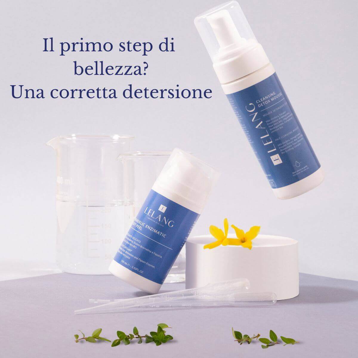 Mandelic Enzymatic Soft Peel LeLang con Cleansing Detox Mousse per la detersione del viso