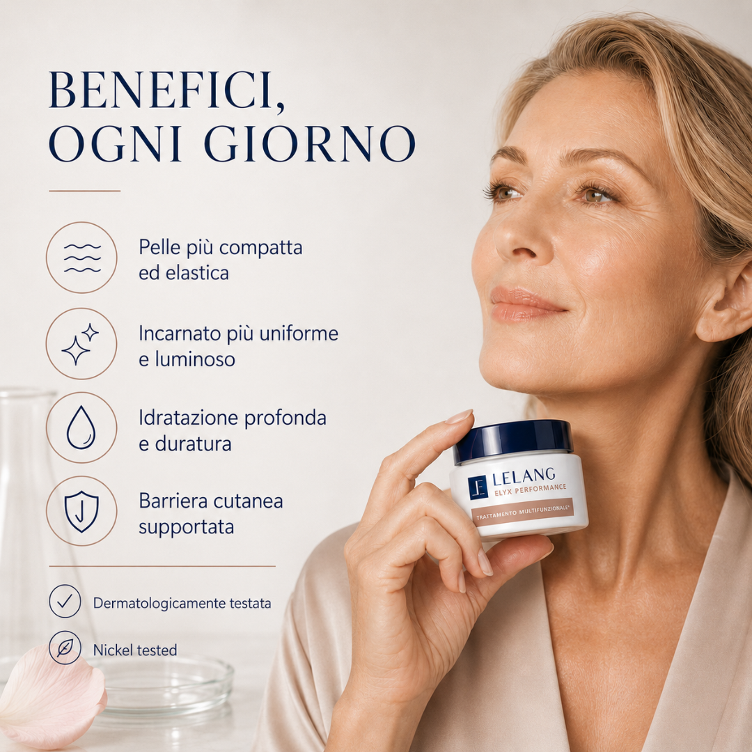 Donna con pelle luminosa: i benefici quotidiani di Elyx Performance LeLang