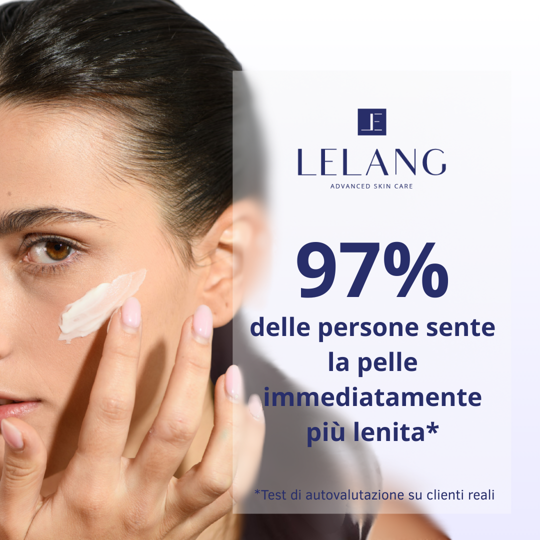 Donna applica Nutralight Sensitive LeLang: pelle immediatamente più lenita