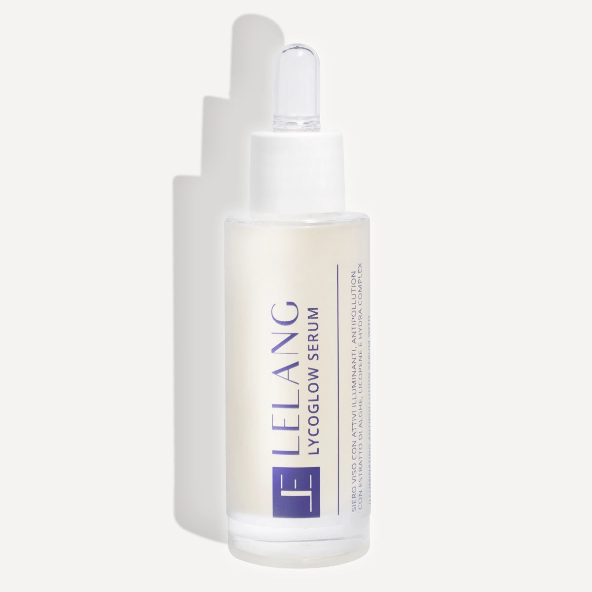 Flacone contagocce di LycoGlow Serum LeLang, siero viso illuminante al licopene