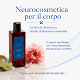 Gel doccia relax Lelang Essentia Spa neurocosmetica per il corpo, la doccia diventa un rituale di benessere sensoriale che unisce detersione piacere e comfort