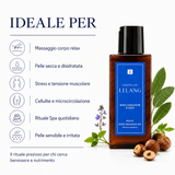 Olio corpo Lelang Essentia Spa Relax Body Massage Oil, ideale per massaggio corpo relax, pelle secca e disidratata, stress e tensione muscolare, cellulite e microcircolazione, rituale Spa quotidiano e pelle sensibile e irritata