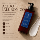 Crema corpo Lelang Essentia Spa Relax con acido ialuronico a 4 pesi molecolari per un'idratazione profonda e una pelle più elastica, tonica e luminosa