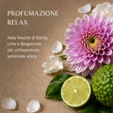 Profumazione relax della crema corpo Lelang Essentia Spa con note fresche di dahlia, lime e bergamotto per un'esperienza sensoriale unica
