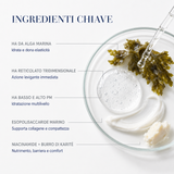 Ingredienti chiave della crema viso Lelang Hyaluronic Advance: acido ialuronico da alga marina, niacinamide e burro di karité