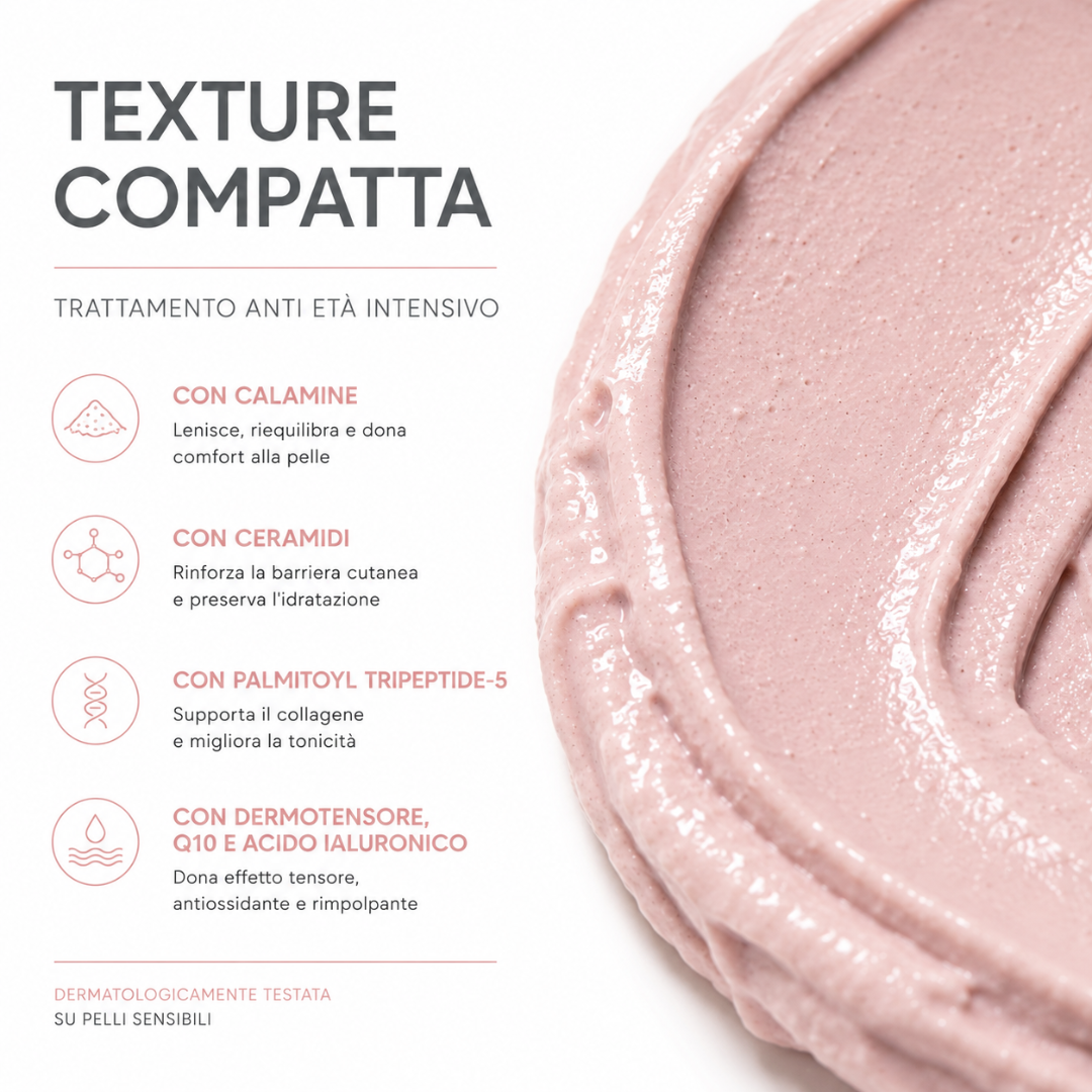 Texture compatta all'argilla rosa della maschera LeLang Skinage – trattamento anti-età intensivo con calamine, ceramidi, Palmitoyl Tripeptide-5, Q10 e acido ialuronico
